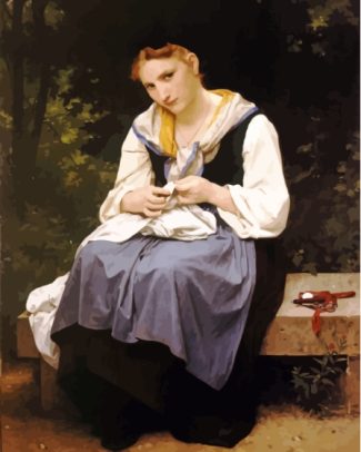 Girl Sewing William Adolphe Bouguereau Diamond Painting