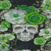 Green Floral Skull Diamond Painting