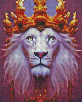 Lion King And Golden Crown Diamond Painting