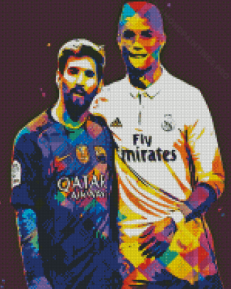 Messi And Ronaldo Pop Art Diamond Painting