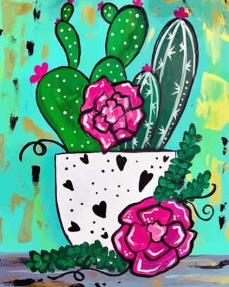 Aesthetic Cactus Flower Diamond Painting