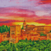 Alhambra Palace Sunset Diamond Painting