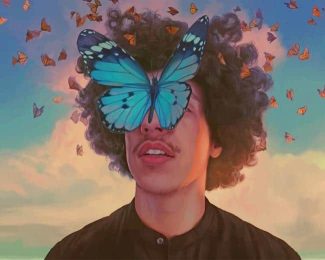 Butterflies In Man Face Art Diamond Painting