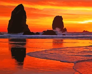 Cannon Beach Oregon Sunset Diamond Painting