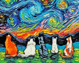 Cats Starry Night Diamond Painting