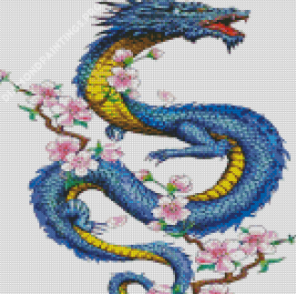 Chinese Floral Dragon Diamond Painting