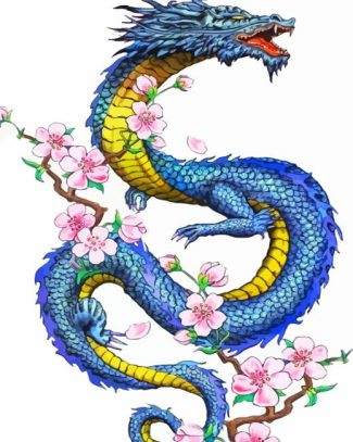 Chinese Floral Dragon Diamond Painting