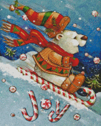 Christmas Polar Bear Sledding Diamond Painting