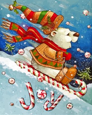 Christmas Polar Bear Sledding Diamond Painting