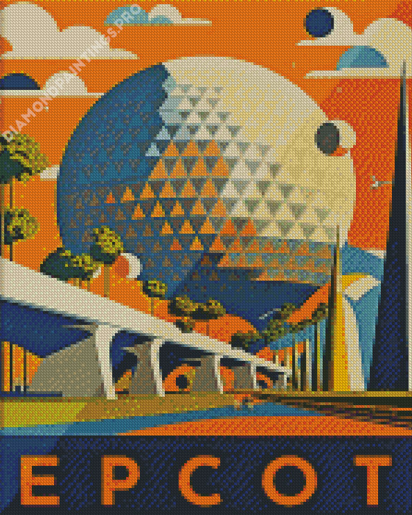 Epcot Spaceship Earth Poster Diamond Painting