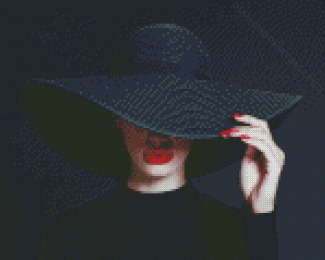 Girl With Black Hat Diamond Painting
