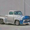 Grey Blue 1955 Ford Pickup Truck Diamond Painting