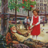 Homeless Man And Girl Diamond Painting