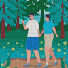 Couple In Forest Walking Diamond Painting