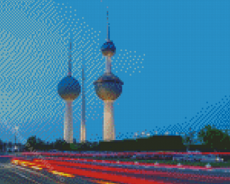 Kuwait Towers Night Time Diamond Painting