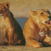Lioness And Cubs Diamond Painting