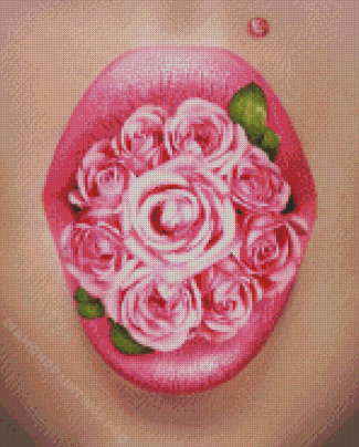 Lips Flowers Diamond Painting