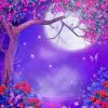 Purple Tree Blossom Moonlight Diamond Painting