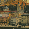 Salzburg Austria Vintage City Poster Diamond Painting