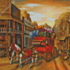 Stagecoach And Horses Diamond Painting