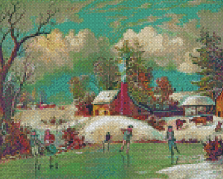 Victorian Winter Landscape Diamond Painting