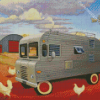 Vintage Trailer And Chickens Diamond Painting