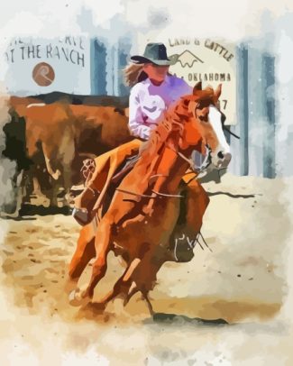 Western Cowgirl With Horse Abstract Diamond Painting