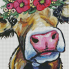 Aesthetic Cow With Flower Crown Diamond Painting
