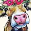 Aesthetic Cow With Flower Crown Diamond Painting