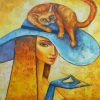 Aesthetic Lady And Cat Diamond Painting