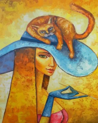 Aesthetic Lady And Cat Diamond Painting