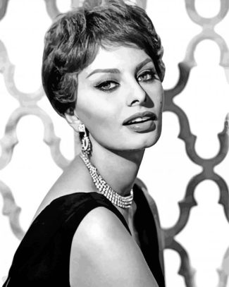 Black And White Sophia Loren Diamond Painting