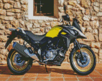 Black Yellow Suzuki DL 650 V Strom Motorcycle Diamond Painting