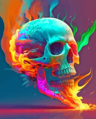 Colorful Fire Skull Diamond Painting