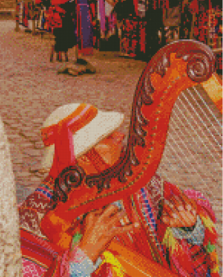 Colorful Harpist Diamond Painting