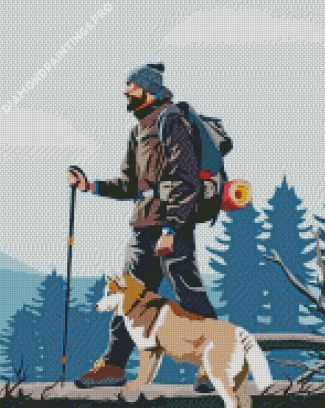 Hiker And Dog Diamond Painting