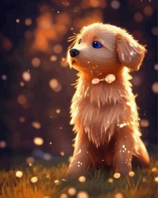 Cute Golden Puppy Diamond Painting