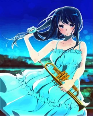 Long Hair Girl In Blue Dress Diamond Painting