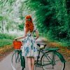 Redhead Girl And Bike Diamond Painting