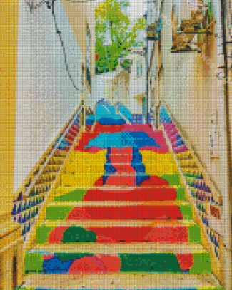 Street Colorful Stairs Diamond Painting