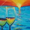 Sunset Wine Glasses Art Diamond Painting