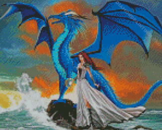 Woman With Blue Dragon Nene Thomas Diamond Painting