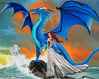 Woman With Blue Dragon Nene Thomas Diamond Painting
