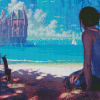 Anime Girl On Sand Diamond Painting