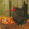 Black Chicken With Eggs Diamond Painting