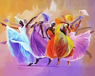 Black Women Dancing With Umbrella Diamond Painting