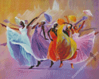 Black Women Dancing With Umbrella Diamond Painting
