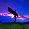 Blue Pink Angel Of The North At Sunset Diamond Painting