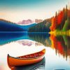 Canoe On Beautiful Lake Diamond Painting