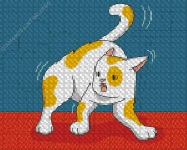Cartoon Frightened Cat Diamond Painting